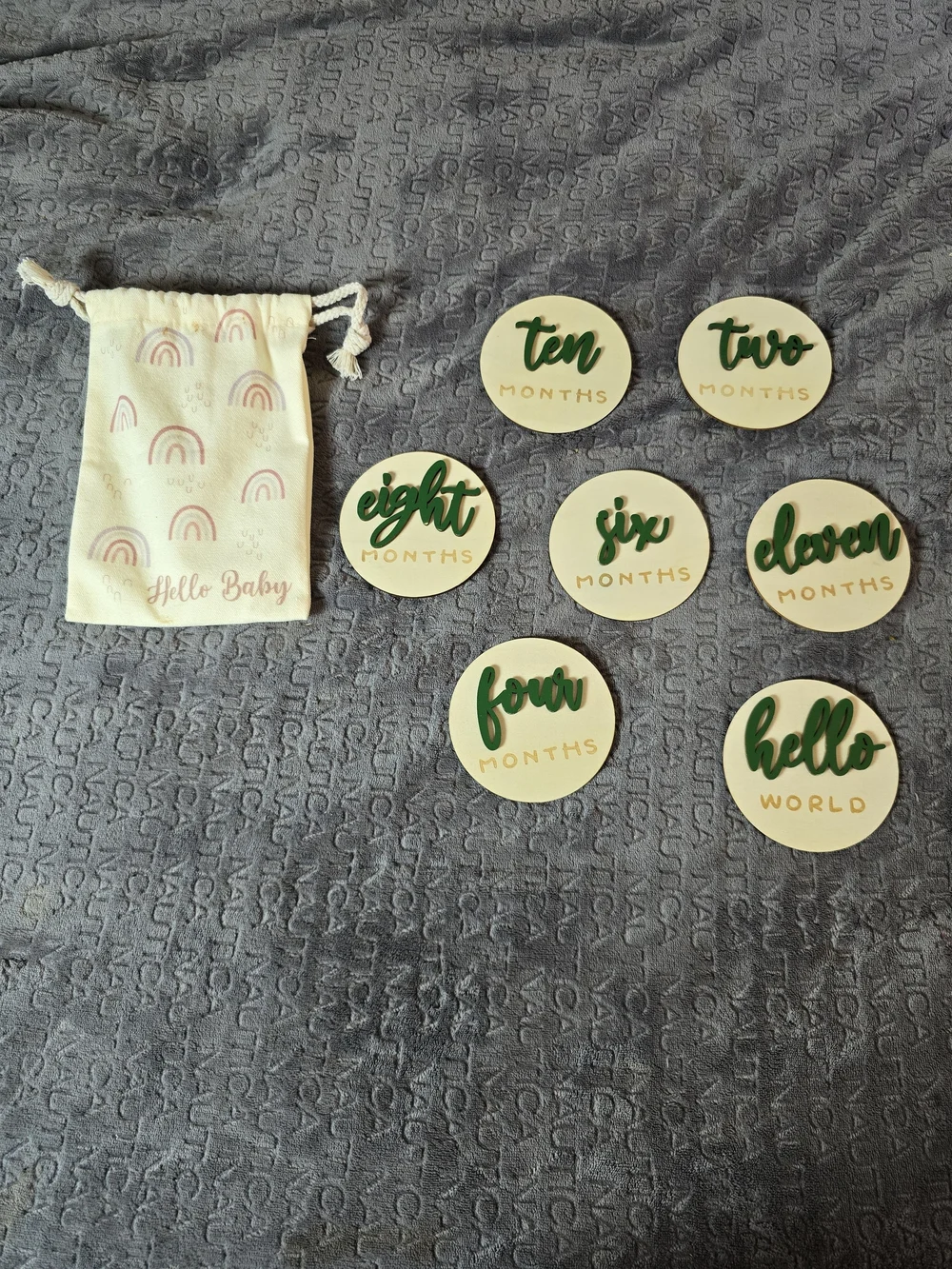 Wooden Baby Milestone Discs Set | Double-Sided 3D Monthly Photo Props | Complete